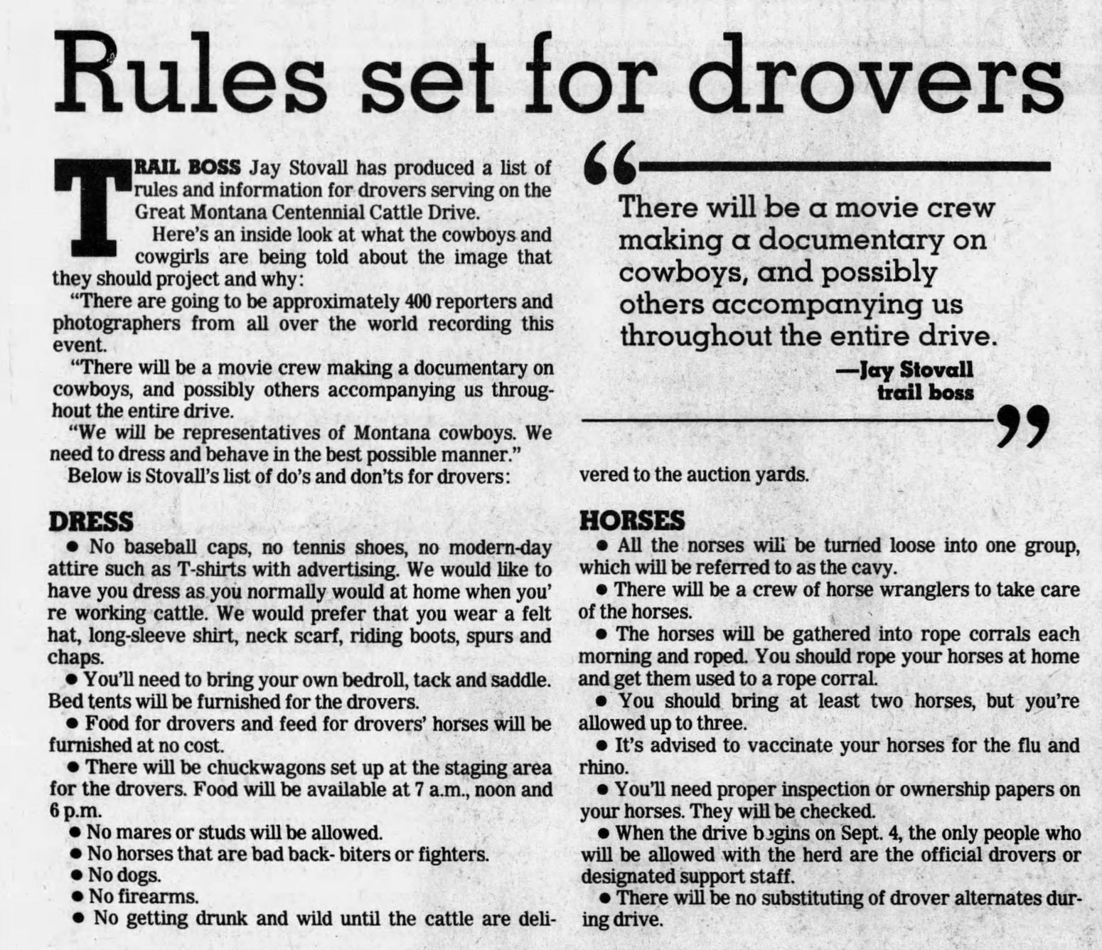 Cattle Drive rules